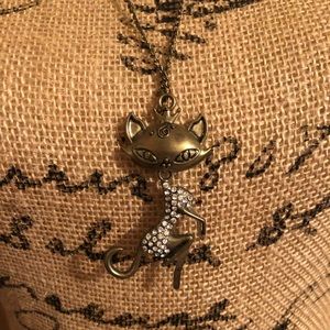 2/7$ Fancy rhinestone cat necklace